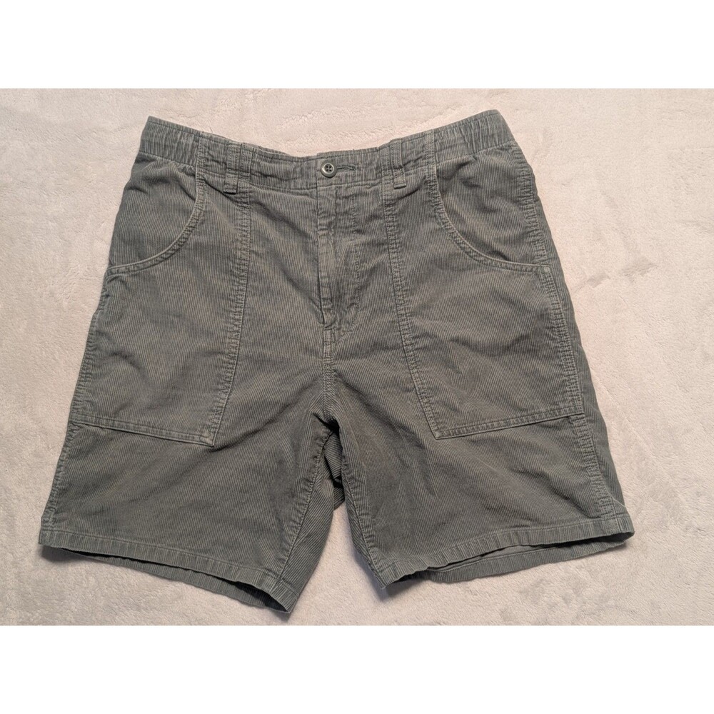 Uniqlo Corduroy Shorts Mens M Olive Elastic Waist Utility 7" Inseam